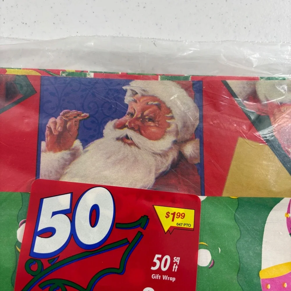 Vintage 2000 Cleo Christmas Gift Wrap 8 Sheets 50 Sq Ft Santa Polar Bear Holiday